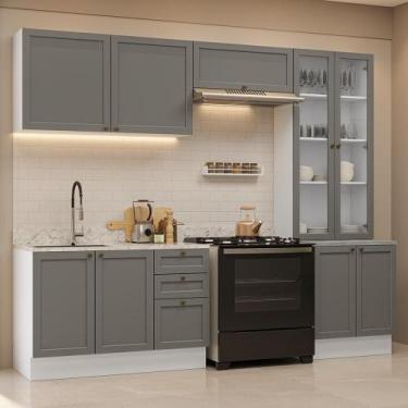 Imagem de Armário de Cozinha Completa 270 cm Branco Vik Madesa 06, Branco/Cinza