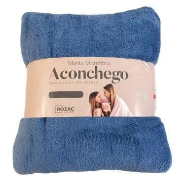 Imagem de Manta de microfibra Casal Aconchego Rozac, Azul jeans