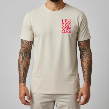 Imagem de Camiseta Masculina LA California Estampa Colorida Algodão Slim Fit Camisa Casual Verão...