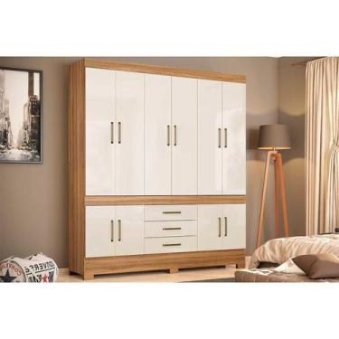 Imagem de Guarda Roupa Casal 10 Portas e 3 Gavetas New Murano Amêndola/Off White