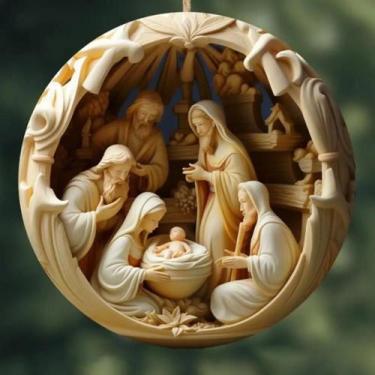 Imagem de Árvore de Natal 3D Pintada - Decoração Criativa para Casa - Pingente d