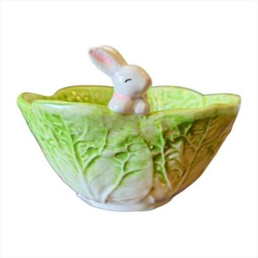 Imagem de Petisqueira Bowl Coelho Repolho Verde Branco Páscoa Decoração - TOK