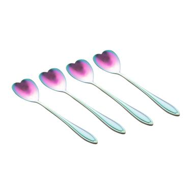 Imagem de Conjunto 4 Colheres de Chá em Aço Inox Heart Rainbow 12,5cm Wolff