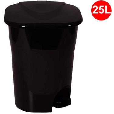 Imagem de Lixeira PLástica Ecológica com Pedal 25 Litros Preta. Coleta Seletiva 