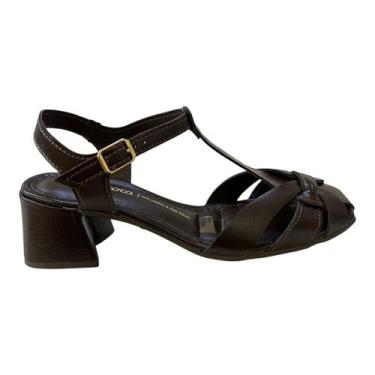 Imagem de Sandalia Feminino Dakota Casual Conforto Salto Bloco Médio Tiras Cruza
