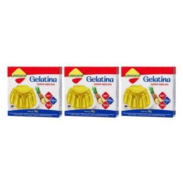 Imagem de Gelatina Diet Vit C Abacaxi 10g Lowçucar Kit 3 Sobremesa Zero Açúcar P