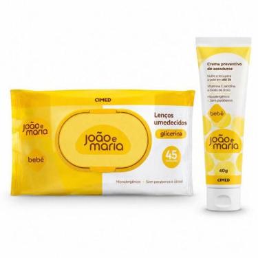 Imagem de Kit Cimed João e Maria Baby: Lenços Umedecidos 45un e Creme Preventivo