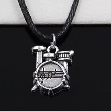 Imagem de EDCRFV Pingente cronômetro relógio conjunto de bateria colar de couro preto feito à mão