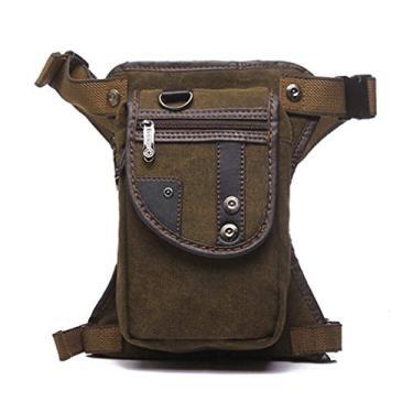 Imagem de Hebetag Bolsa de lona para caminhadas, para homens, mulheres, viagens, esportes ao ar livre, escalada tática, motocicleta, ciclismo, coxa, pochete café