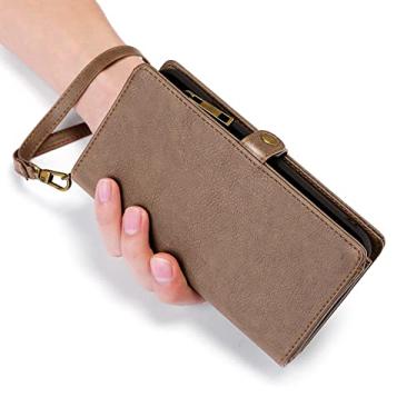 Imagem de Capa para iPhone 13 Mini/13/13 Pro/13 Pro Max, carteira de couro PU premium flip suporte capa com compartimento para cartão fecho magnético, marrom, 13 Pro 15,1 cm