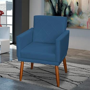 Imagem de Poltrona Decorativa Para Sala Beatriz Com Base Cadeira Reforçada Para Sala De Espera Consultório Escritório Recepção Manicure Sala De Estar Suede Cores Pé Castanho - Clique & Decore (Azul-marinho)
