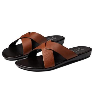 Imagem de MARC JOSEPH NEW YORK Mens Casual Comfortable Lightweight Fashion Genuine Leather Slip on Criss Cross Slide Indoor and Outdoor Open Sandal Anti Slip Cushion Support Slipper Cognac Grainy 11