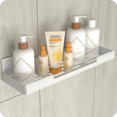 Imagem de Porta Shampoo Adesivo Ventosa Sem Furar Parede Branco ELG