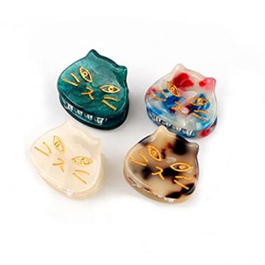 Imagem de Grampo de cabelo pequeno de gato fofo franja de testa clipe de cabelo quebrado clipe lateral de menina grampo de cabelo (4 peças)