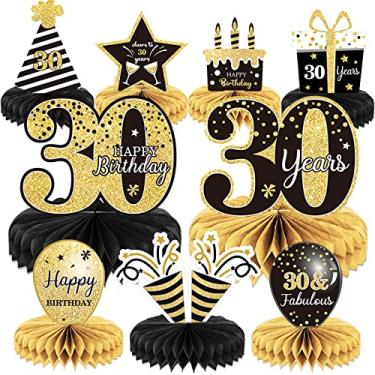 Imagem de 9 peças de decoração de 30 anos de aniversário para mesas de decoração de 30 anos de festa de aniversário de 30 anos de torcida a 30 anos, decoração de festa de aniversário para homens e mulheres, artigos de festa de aniversário de 30 anos