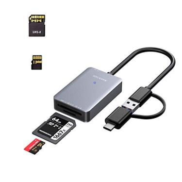 Imagem de Leitor de cartão SD UHS-II, até 500 M/S USB 3.0 tipo C para dispositivo USB C, cartão de memória SD/SDHC/SDXC/Micro SDXC/SD4.0/V90/V60/V30/1667X/2000X/1000X e cartão profissional – Cinza