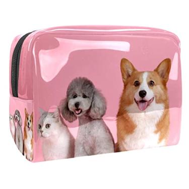 Imagem de Bolsa de maquiagem fofa rosa filhote de cachorro bolsa de cosméticos de viagem pequenos sacos de higiene pessoal maquiagem bolsa cosmética para bolsa cosméticos artigos de higiene