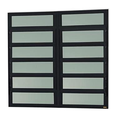 Imagem de Janela de Alumínio Basculante 2 Seções 120x150cm Vidro Mini Boreal Elite Brimak Preto