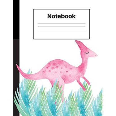 Imagem de Notebook: Dinosaur Velociraptor, Blue Ferns, Dot Grid, Notebook Home Office School Student Teacher Homeschool, 7.4 x 9.7 in, 200 pages kids, school, home, students, teachers