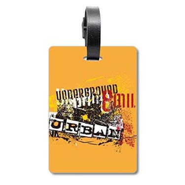 Imagem de Graffiti Street Bolsa de mala com estampa urbana preta, laranja, etiqueta de bagagem para cartão de armazenamento