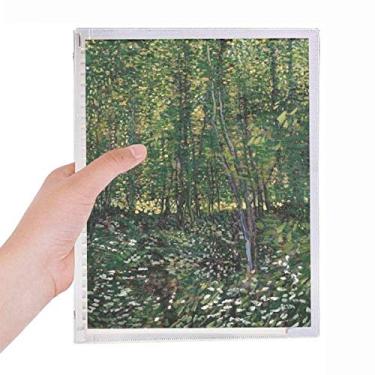 Imagem de Caderno de ilustração de paisagem floresta árvore com folhas soltas diário recarregável