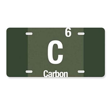 Imagem de DIYthinker C Placa de licença de ciência de elemento químico de carbono acessório de aço inoxidável para decoração de carro