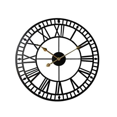 Imagem de Relógio de parede vintage grande relógio de parede rústico retro de metal 24 polegadas feito à mão para sala de estar decoração de restaurante