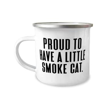 Imagem de Proud to Have a Little Smoke Cat. Caneca de acampamento de 355 ml, gato fumê, presentes divertidos para gato fumê