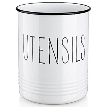 Imagem de Bivvclaz Suporte de utensílios de cozinha, suporte de utensílios de 17 cm para balcão de cozinha, pote de utensílios de cozinha com fundo de cortiça, decoração moderna de casa de fazenda, organizador