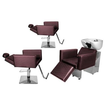 Imagem de Kit Salão Evidence 2 Cad Recl Quadrada + 1 Lavatório C/Ap Vinho Facto