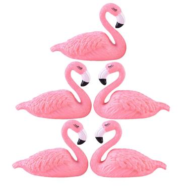 Imagem de Miniatura de flamingo, flamingo, jardim de fadas, mini flamingo, 5 peças, para decoração de casa de bonecas.