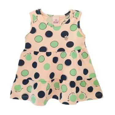 Imagem de Vestido Bebê Regata Salmão Bolinhas  - Abrange
