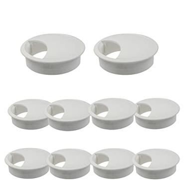 Imagem de Kit Passa Fio 60mm X 20mm 10x para Mesa e Mobiliário (Branco)