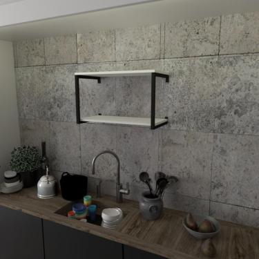 Imagem de Prateleira Industrial Suspensa Estante Parede Nicho Branco Cozinha Escritorio Sala Quarto Infantil