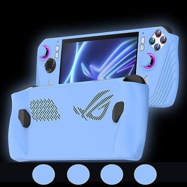 Imagem de Silicone Protective Case Compatible with ASUS Rog Ally, Silicone Case Anti-Slip Shockproof Cover with Non-Slip Thumb Grips (Glow Blue)