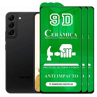 Imagem de Kit 3x Película Samsung Galaxy S22 Plus - 9D Cerâmica Protetora Resistente Anti Impacto Queda Choque Shock Flexível Nano Gel Compatível 3D 5D 100D