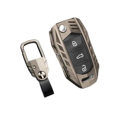 Imagem de CSHU Metal Protection Car Key Case Cover Chaveiro Ring Key Bag, apto para VW Volkswagen Polo Bora Tiguan Passat Golf 6 Lavida Scirocco, tipo C Cinza
