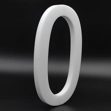 Imagem de Números de casa de acrílico de 15 cm de altura - montagem flutuante ou embutida fácil de montar, números de endereço residencial/número de caixa de correio para exterior/branco/número 0