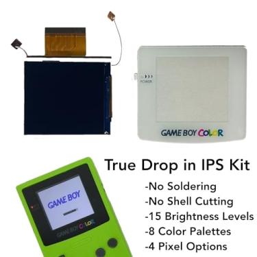 Imagem de Game Boy Color 2.45 Inch IPS Backlight LCD Screen Replacement Kit [DROP-IN, NO SOLDER] for Gameboy Color GBC (White)