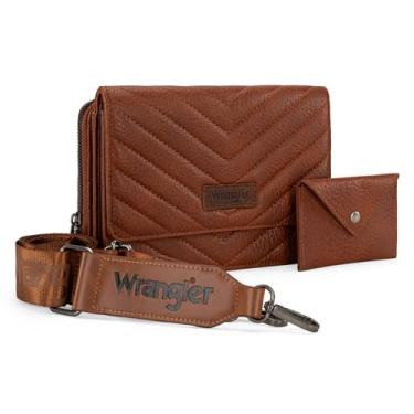 Imagem de Wrangler Bolsa transversal feminina pequena carteira com alça e envelope clutch bolsa feminina de couro, 3002 marrom