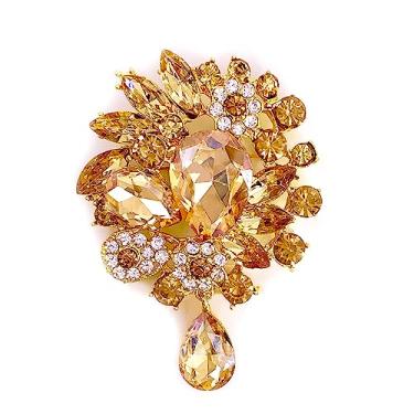 Imagem de Broche feminino vintage LAXPICOL para casamentos, noivas, grandes e azuis, com strass e cristal