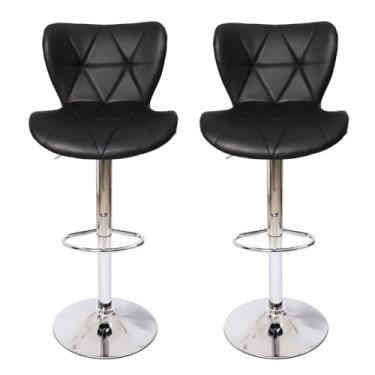 Imagem de Kit 2 Banquetas Altas Giratorias Com Regulagem Estofadas Bancos Para Cozinha Restaurante Formiga