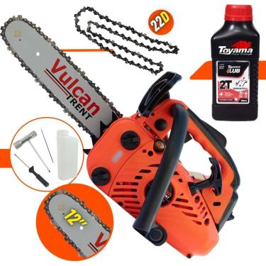 Imagem de Motosserra Profissional Á Gasolina Vulcan VSL-250 VSL250 2T 25,4CC 0,9HP 11.000RPM Sabre 12 Polegadas + ÓLEO LUBRIFICANTE TOYAMA 2T