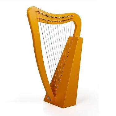 Imagem de Harpa de lira, instrumento musical de 15 cordas feito de madeira de mogno instrumento com acessórios, harpa portátil para iniciantes (amarelo)