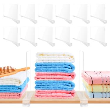 Imagem de DEYOKAT Divisórias de prateleira, pacote com 12, divisórias de prateleira de acrílico para organização de armário, divisor de prateleira de acrílico transparente, separador de acrílico ajustável,