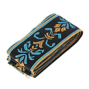 Imagem de Acabamento de renda de fita de seda dourada para artesanato e costura de fantasias, renda jacquard de 40 mm/1,57 polegadas em acabamento de tecido de algodão, borda de fita de renda bordada étnica -