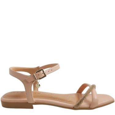 Imagem de Sandalia Ramarim 235224 Salto Baixo Brilho Calcanhar Fechado Feminino