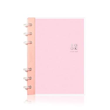 Imagem de CAGIE Caderno Discbound – Cadernos A5 com páginas removíveis de 100 g/m², caderno pequeno, pautado para faculdade, 12 x 18 cm, com capa de poliéster, agenda de 100 páginas para trabalho, viagens,