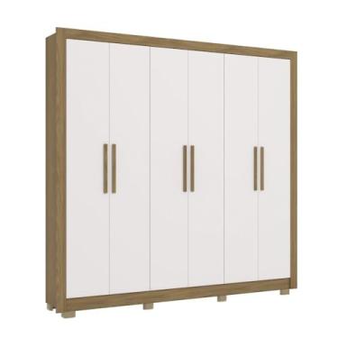 Imagem de Guarda-roupa Casal Kappesberg 6 Portas Marrom/branco