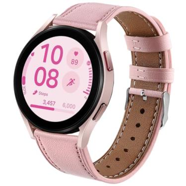 Imagem de DEALELE Pulseiras de substituição de couro impressas de 20 mm compatíveis com Samsung Galaxy Watch 6/6 Classic/5/5 Pro/4/4 Classic/3 de 41 mm/Active 2, 20mm, Couro